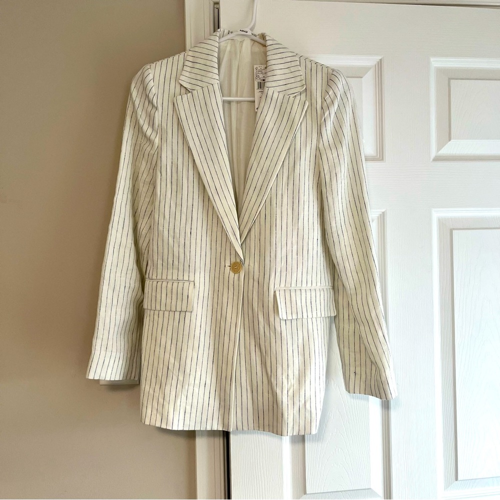 NWT Mango 100% Linen Pinstripe Blazer